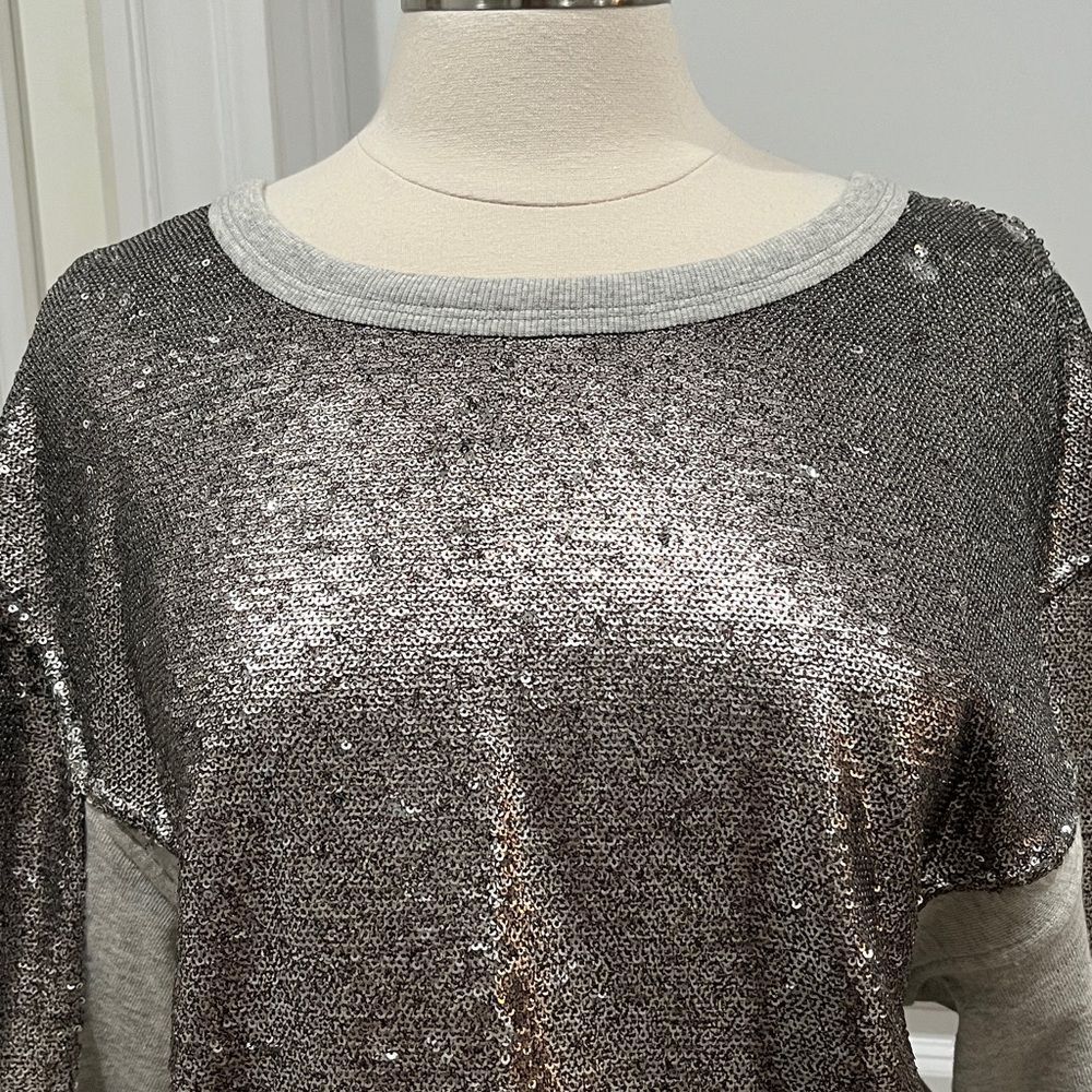 Free People Rise & Shine Sequin‎ Sweatshirt Size Small - Picture 3 of 15